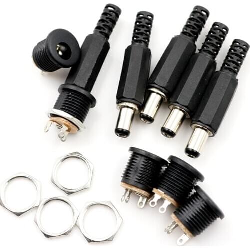 2/5/10pcs 12V 3A Plastic Male Plugs + Female Socket Panel Mount Jack DC Power Connector Electrical Supplies