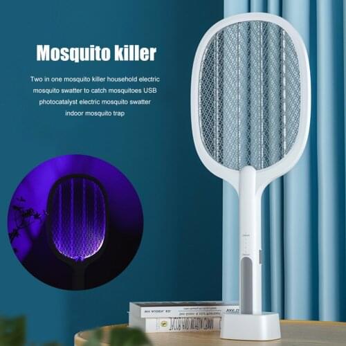 2 In 1 LED Mosquito Killer Lamp Electric Bug Zapper Insect Killer Home USB Rechargeable Fly Swatter Trap Anti Mosquito Flies