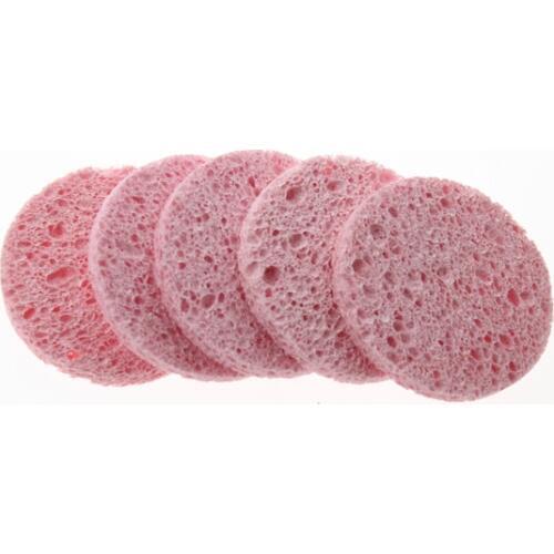 5Pcs/Set 6cm Round Facial Puff Natural Wood Fiber Face Care Washing Cleansing Colorful Sponge Beauty Makeup Exfoliator Tools