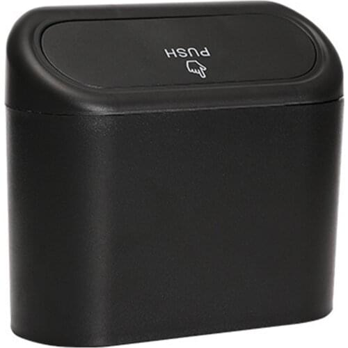 Car Trash Bin Hanging Vehicle Garbage Dust Case Storage Box Black Abs Square Pressing Type Trash Can Auto Interior Accessories