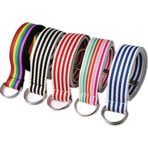 BLA 130cm long D ring buckle canvas belt Rainbow color All-match Leisure Strap Waistband for Men Women jeans Pants Wholesale Z30