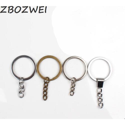 10pcs Key Ring Chain 3 Colors bronze Plated 30mm Round Split metal key ring chain DIY Keychain Keyrings Wholesale