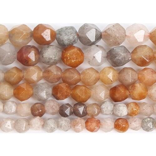 Big Faceted Natural Stone Beads Golden Quartz Round Loose Beads For Jewelry Making DIY Bracelets Earrings Accessories 6/8/10MM