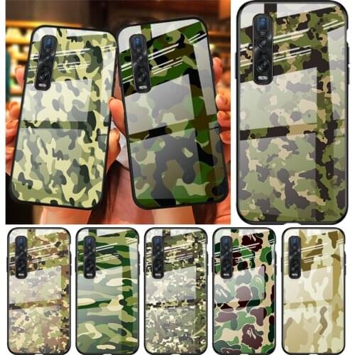 Tempered Glass Cover Camouflage For OPPO A9 2020 A52 Find X2 Lite Realme 7 7i 6 5 Pro C3 XT Phone Case Shell