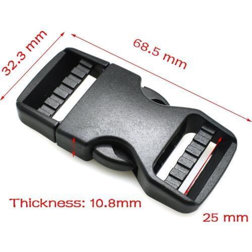 1pcs Hot sale Webbing size 25mm Dual Adjustable Arched Buckle for Luggage Hiking Camping Bags backpack buckles black