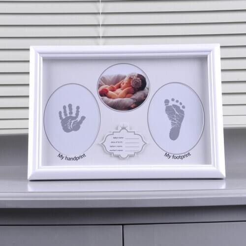 Exquisite and simple picture frame full moon baby commemorative set up hanging frame infant hand and foot print photo frame 3