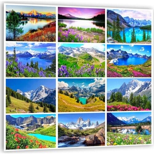 New 5D Diamond Painting DIY Mountain Natural Diamond embroidery HandPainted Mosaic rhinestone art Gift Wall Art Home Decor