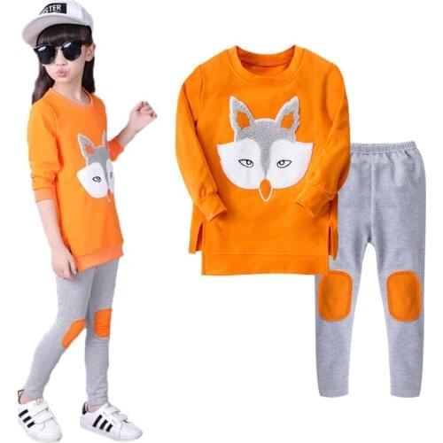 Fox Girls Clothing Sets Autumn Cotton Long Sleeve Sweater And Pants Little Princess Costume Suits Birthday Present Kids Fashion