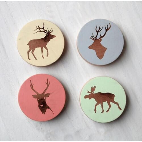Creative Christmas Elk Wooden Bottle Opener Cartoon Refrigerator Sticker Animal Refrigerator Paste Custom Bottle Opener SN3126