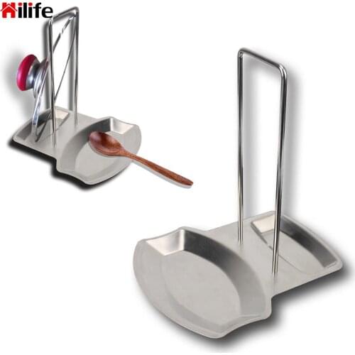 Kitchen Tools Home Storage Stainless Steel Soup Spoon Rests Holder Spoon Holder Stove Organizer Pan Pot Lid Rack Stand