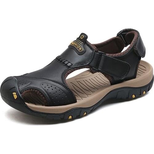 Summer Sandals Men Leather Classic Roman Sandals 2021 Slipper Outdoor Sneaker Beach Rubber Flip Flops Men Water Trekking Sandals