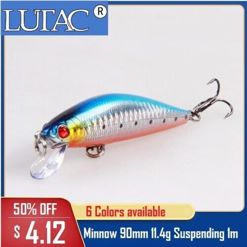 LUTAC 90mm 11.4g free shipping minnow lure fishing minnow Hard lure Hard Plastic fishing bait Artificial fishing gear