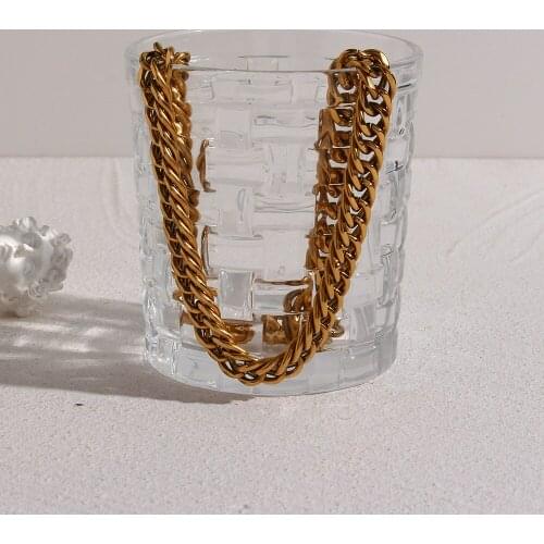 2021 Trendy Stainless Steel Gold Plated Watreproof Tarnish Free Fat Waterwave Chain Necklace Gift Present For Girls And Women