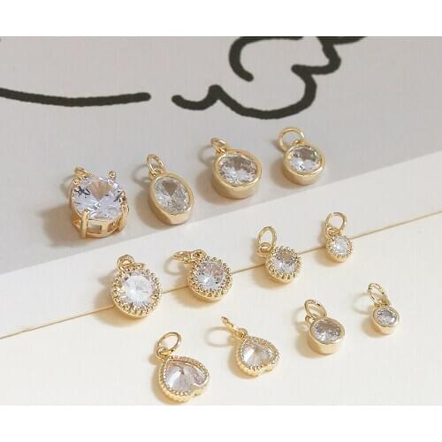 6pcs Fashion Statement Earrings round love heart zircon copper plated belt single circle pendant jewelry necklace accessories