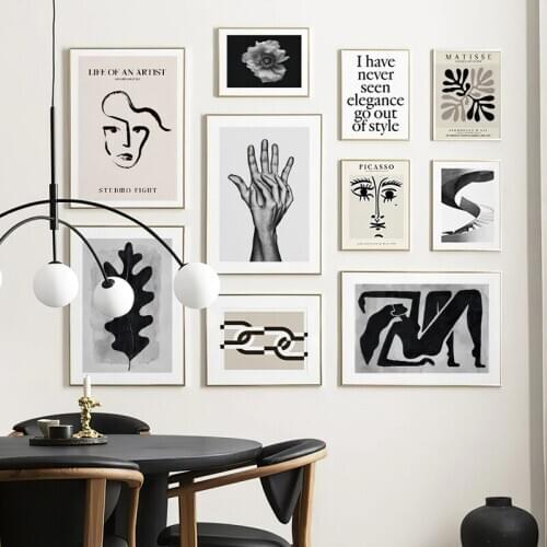 Picasso Matisse Famous Poster Black and White Abstract Wall Art Picture Canvas Print Painting Modern Home Decor for Living Room
