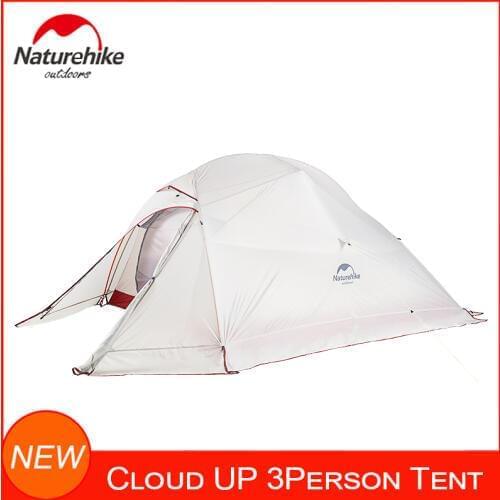 NatureHike Ultralight 3 Person Camping Tent Professional 20D Silnylon Tent 210T Ripstop Fabric Double Layer Backpacking Tents
