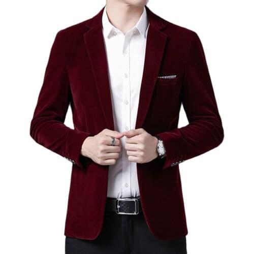 Pure color mens suit jacket S-3XL, corduroy fabric coat male, business casual male Blazer