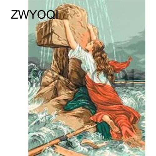 Full Round Diamond painting Cross stitch cross Full Square Diamond mosaic cross Virgin Mary sea 5D DIY Diamond embroidery cross