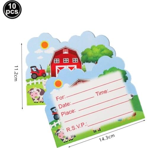 10pcs Farm Animals Invitations - Birthday or Baby Shower Animals Pig Cow Sheep theme invitation cards birthday party decoration