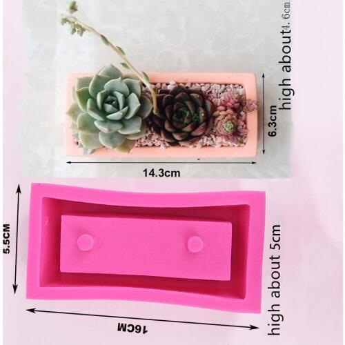 Rectangle Concrete Silicone Pot Mold Handmade Cement Clay Planter Mould