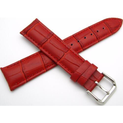 Rolamy 12 14 16 18 20 22 24mm Real Calf Leather Red Classic Alligator Grain Watch Band Strap Belt For Casio Fossil Rolex Seiko