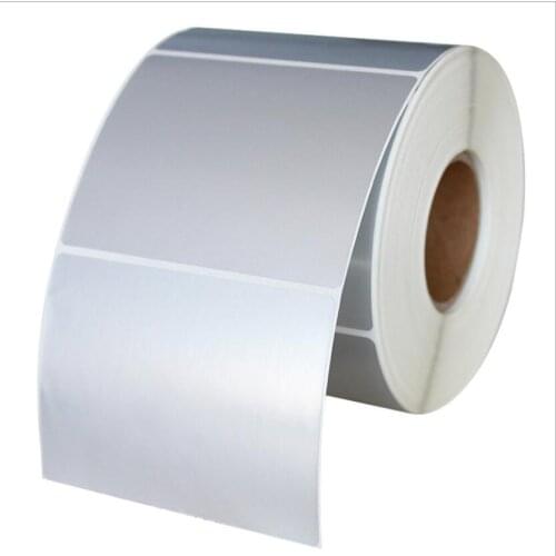 Roll Silver Label Barcode Sticker for Thermal Transfer Printer Need Full Resin Carbon Belt Water and oil proof