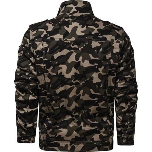 Shanghai Story Mens Casual Slim Stand Collar Military Jacket Camouflage Cotton Jackets
