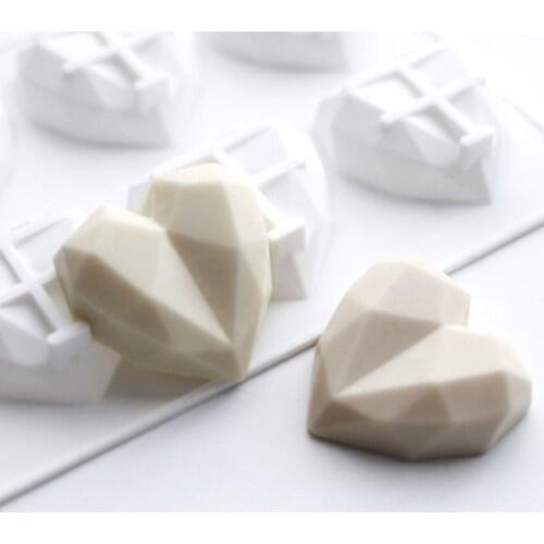 SILIKOLOVE 8 Cavity Diamond Heart Silicone Soap Mold For Soap Making DIY Handmade Tray Soap Moulds