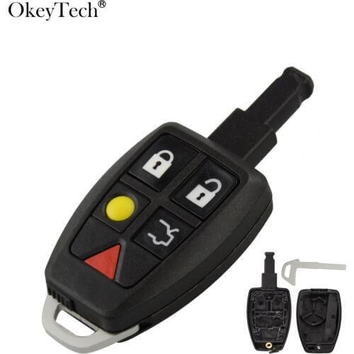 Okeytech 5 buttons Replacement Car key Shell Case For Volvo XC70 XC90 V50 V70 S60 Auto Fob Accessories with Insert Uncut Blade