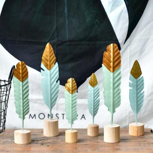 Modern Feather Ornament Creative Artist Abstract Craft Wooden Table Desktop Ornaments Nordic Office Home Bedroom Decoration