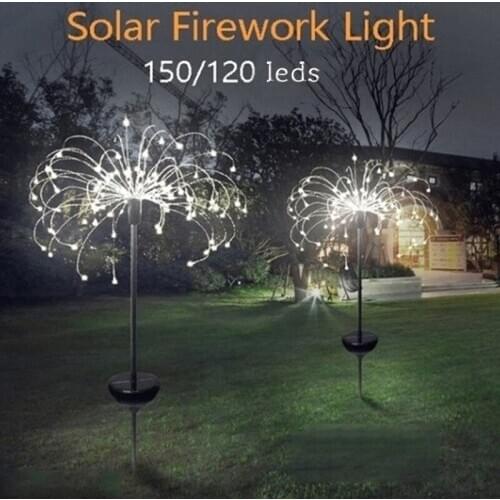 LED Solar Fireworks Lights 90/150 LEDs Waterproof Outdoor Flash String Light For Lawn Garden Patio Christmas Holiday Decoration