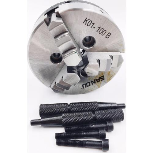 3Jaw Wood Lathe Chuck 100mm Chuck M6 Mounted Hardened Steel Plain Back CNC Woodworkingx