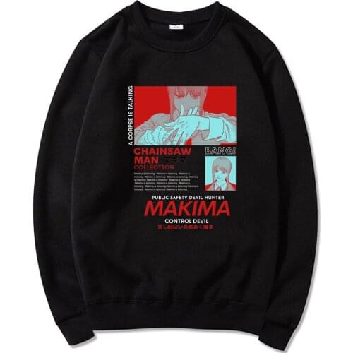 Japan Anime sweatshirt Men Chainsaw Man Manga Street Harajuku sweatshirt Pochita Makima Printed crew neck loose men pullover top