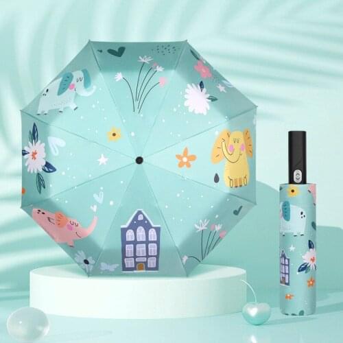 Creative Cartoon Sunny Rainy Umbrella Automatically Pocket Mini Umbrellas Anti UV Sun Rain Windproof Light Folding Portable