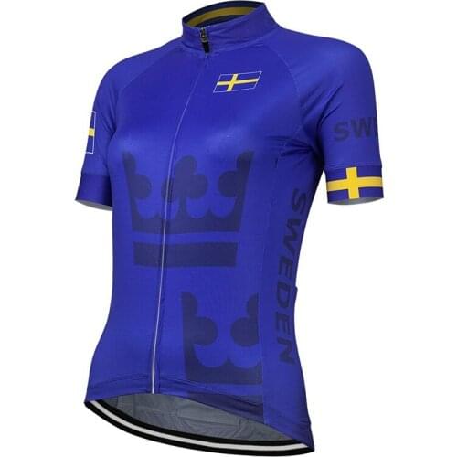 NEW Team Sweden Women Summer Cycling Jersey Bike Road Mountain Race Tops Blue Cycling Clothing Breathable Quick Dry