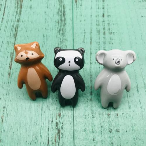 Ceramic Cartoon Cabinet Knobs Fox Panda Shape Euro Cute for Kids Decorative Knobs Cabinet Closet Drawers Dresser Pull Handle 1pc