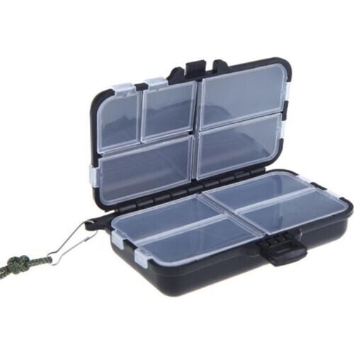 1pcs Utility Black Fishing Tackle Box Lures Hooks Hard Plastic 8 Compartments Tools S Style