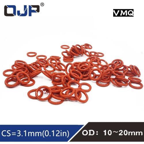 10PCS/lot Red Silicon Ring Silicone/VMQ O ring 3.1mm Thickness OD10/11/12/13/14/15/16/17/18/19/20mm Rubber O-Ring Seal Gasket