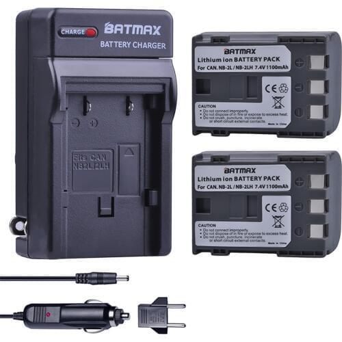 2Pcs NB-2L NB 2L NB2L NB-2LH BP-2L5 1100mAh Rechargeable Li-ion Battery & Charger for CANON camera 350D 400D G7 G9 S30 S40 z1