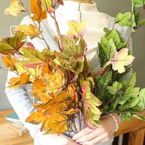 3Pcs/set Autumn Simulation Artificial Green Plants Decor For Home Party Christmas Garden Maple Leaf Plants Indoor Decoration