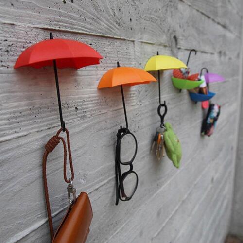 3Pcs/lot Umbrella w53 Stationery Self Adhesive Wall Door Keys Creative School Sticky Home Cute Clip
