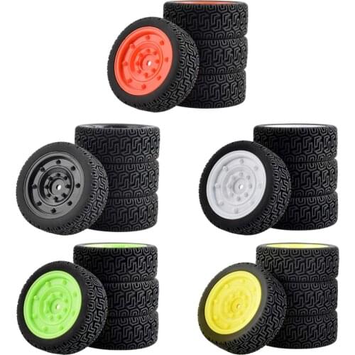 4x Rubber Tires Hubs Wheel Rims for Wltoys 144001 1/10 RC Car Buggy Truck Replacement Accessory