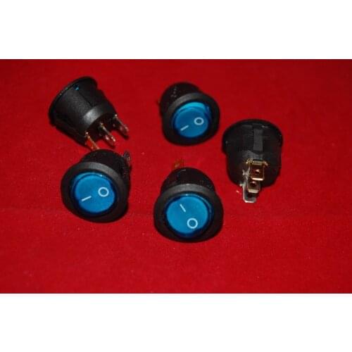 Lot of 5 Pcs Round BLUE Light Illuminated 2 Position Rocker Switch 3 Pin 12V DC/AC Boat switch
