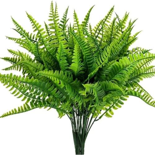 8PCS Artificial Boston Fern Plants Bushes Artificial Shrubs Greenery For House Plastic Garden Office Garden Decor