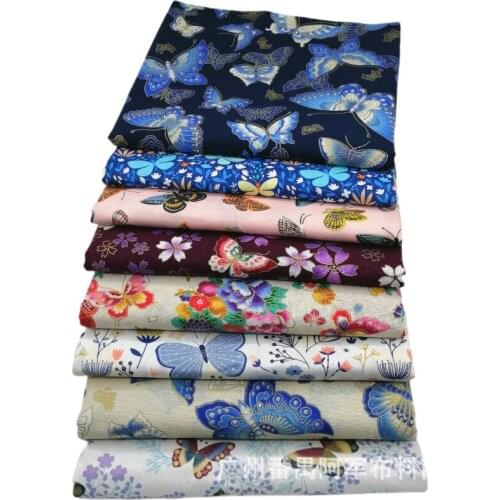 8PCS Butterfly Printed Cotton Fabric Sheet DIY Handmade Craft Quilting Clothing Bags Decoration Accessories