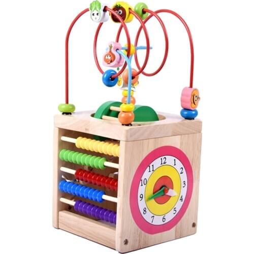 Activity Cube with Bead Maze, Multi-function Baby Roller Coaster Shape Sorter, Counting Numbers, Alphabet Learning Puzzles