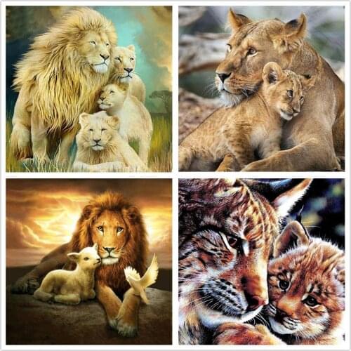 Kexinzu Full Square/Round 5D DIY Diamond Embroidery Animal Lion Picture Of Rhinestone 3d Diamond Painting Mosaic Home Decor Gift