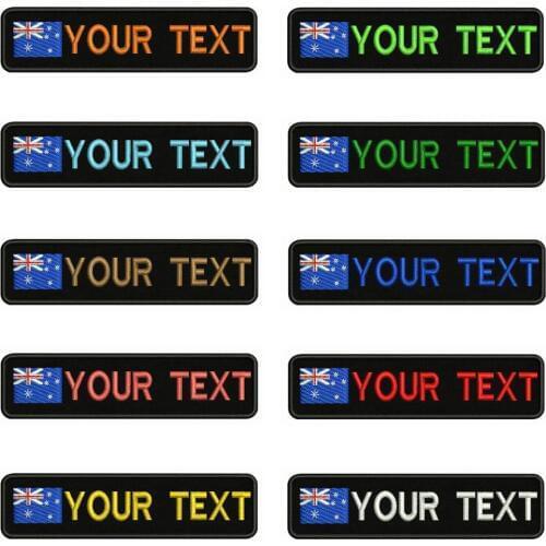 Australian flag Australia 10X2.5cm Embroidery Custom Name Text Patch Stripes badge Iron On Or Velcro Backing Patches For Clothes
