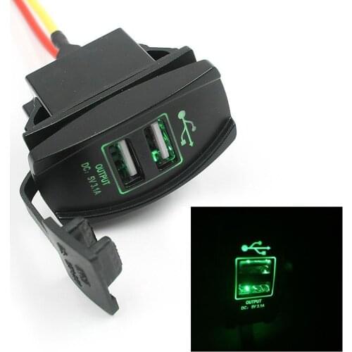 Power DC Dual USB Car Charger Rocker Switches 5V 3.1A Universal 12 - 24V car motorcycle electric car, ATV Boat