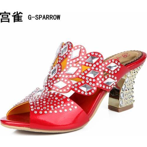 Free shipping female high quality crystal flower party sandal pumps, big size fashion diamond flower wedding sandal pumps 33-44
